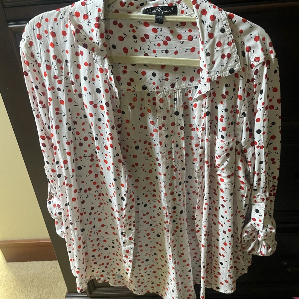 White cherry button down